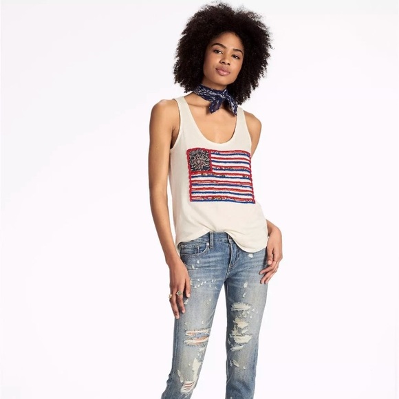 Lucky Brand Tank Top Embroidered 4th Of July New - Picture 3 of 8